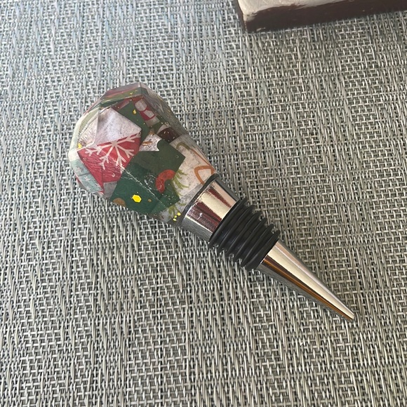 XMAS Handmade Festive Holiday Diamond Top Wine Stop Multi - Picture 3 of 13